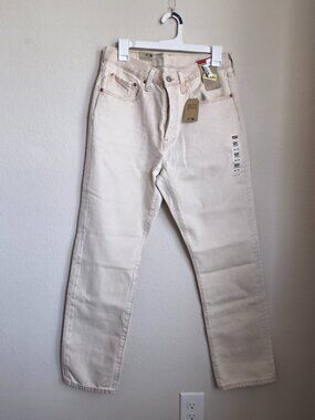 Levi's Women's 501 Original Straight Leg Cream Jeans NWT 30 x 30